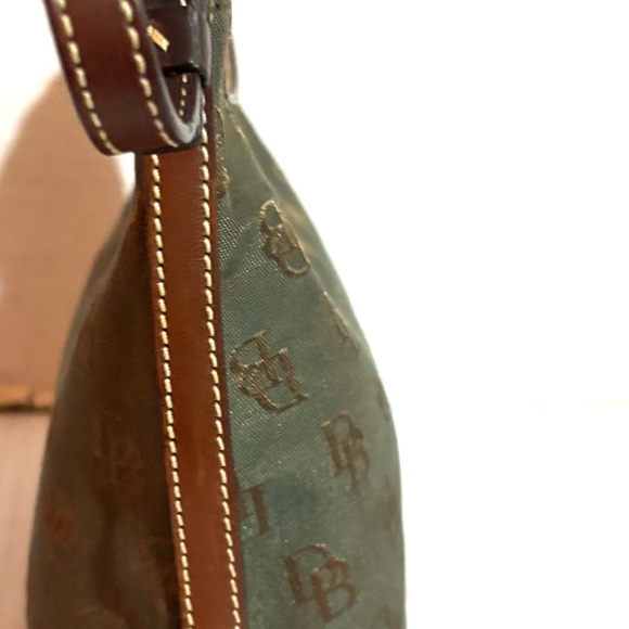 Dooney & Bourke DB signature print canvas Green  brown Shoulder Bag - Picture 6 of 9